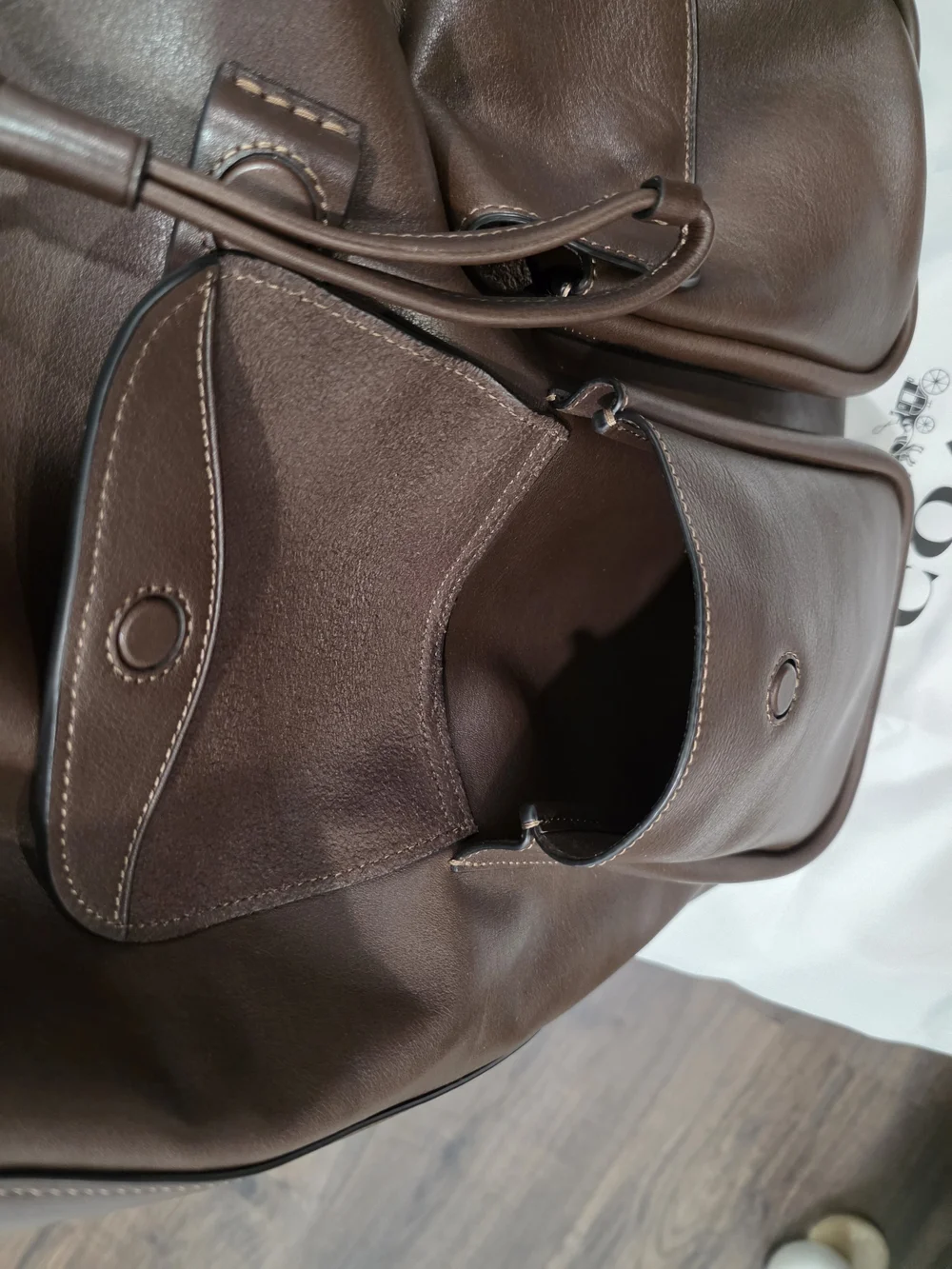 Coach Brown Leather Backpack with Front Pockets